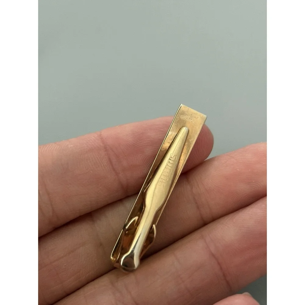 Vintage Footprints in the Sand Swank Goldtone Cufflinks and Tie Clip Christian